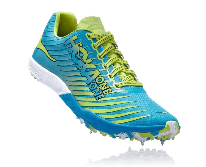 Hoka Piggsko Norge - HOKA ONE ONE EVO XC Spike Herre Blå/Grønn [NO-73KDBE]